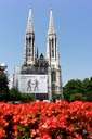 Votive Church with scrim covering renovation