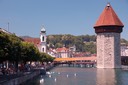 Wooden bridge and tower in Lucern